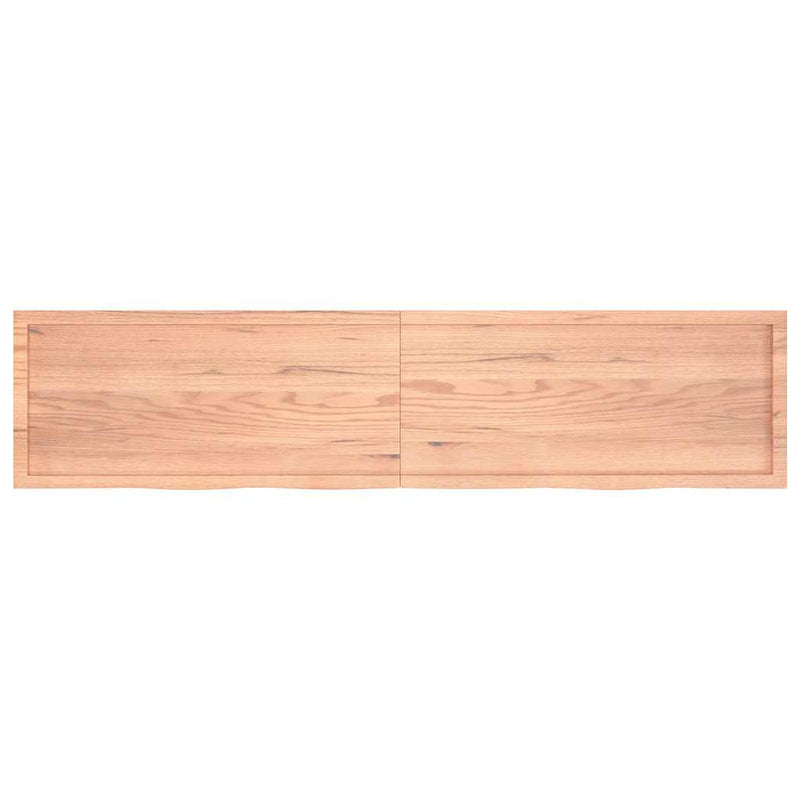 vidaXL világosbarna kezelt tömör tölgyfa fali polc 220 x 50 x (2-4) cm