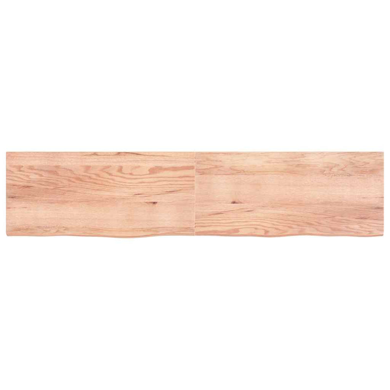 vidaXL világosbarna kezelt tömör tölgyfa fali polc 220 x 50 x (2-4) cm