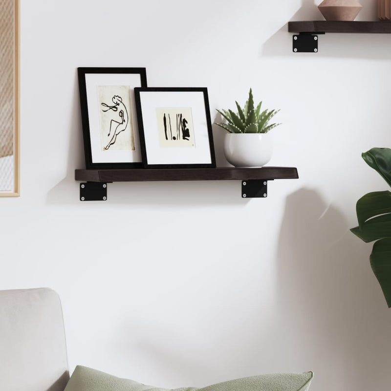vidaXL sötétbarna kezelt tömör tölgyfa fali polc 40x10x2 cm