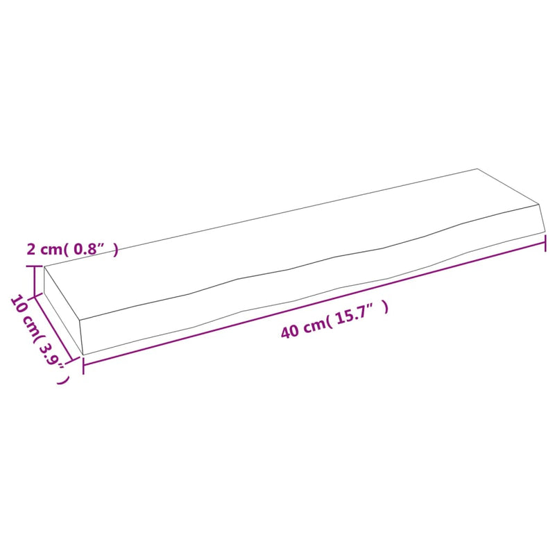 vidaXL sötétbarna kezelt tömör tölgyfa fali polc 40x10x2 cm