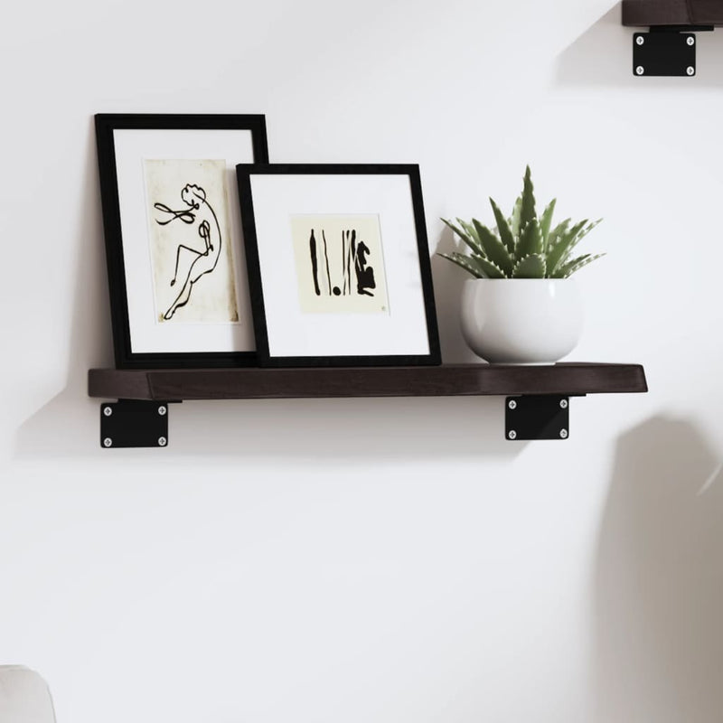 vidaXL sötétbarna kezelt tömör tölgyfa fali polc 40x10x2 cm