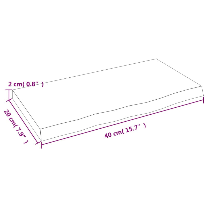 vidaXL sötétbarna kezelt tömör tölgyfa fali polc 40x20x2 cm