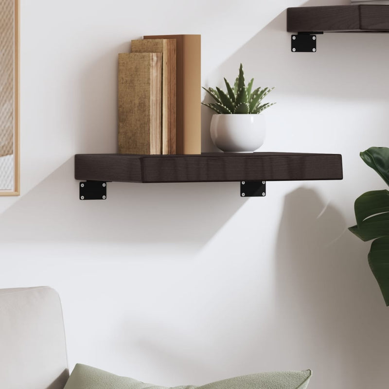 vidaXL sötétbarna kezelt tömör tölgyfa fali polc 40x30x(2-6) cm
