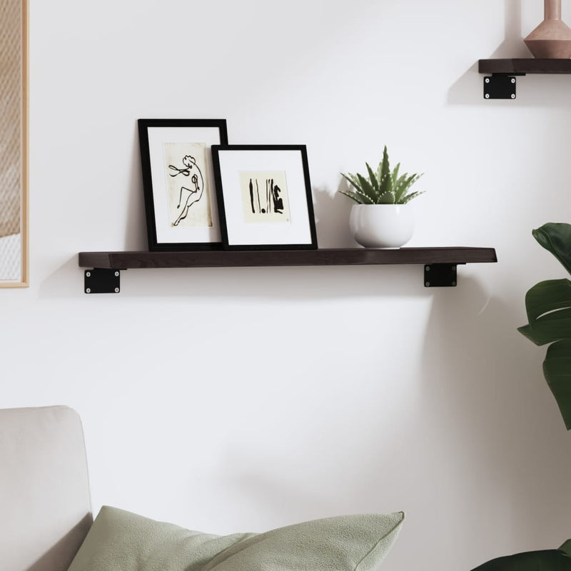 vidaXL sötétbarna kezelt tömör tölgyfa fali polc 60x10x2 cm