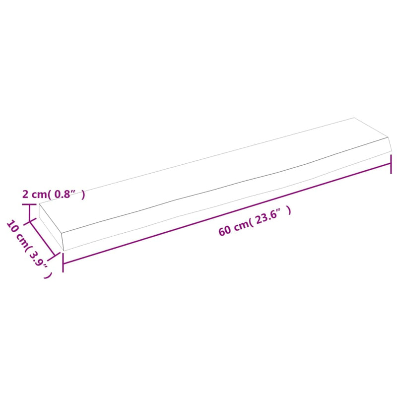 vidaXL sötétbarna kezelt tömör tölgyfa fali polc 60x10x2 cm