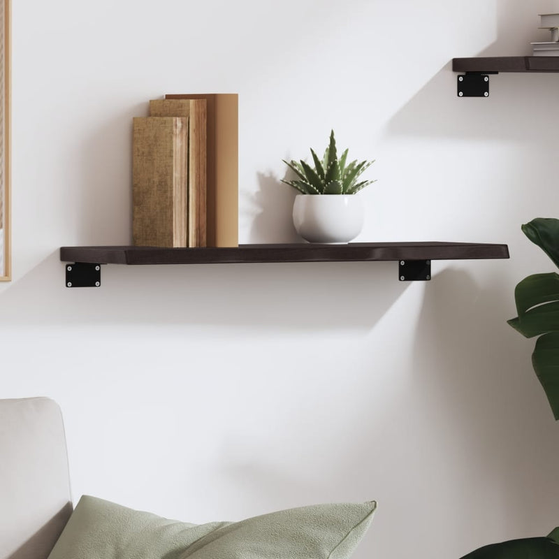 vidaXL sötétbarna kezelt tömör tölgyfa fali polc 60x20x2 cm