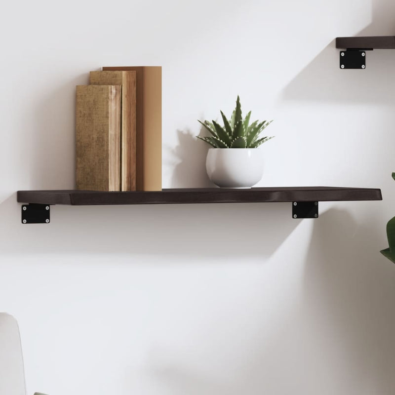 vidaXL sötétbarna kezelt tömör tölgyfa fali polc 60x20x2 cm