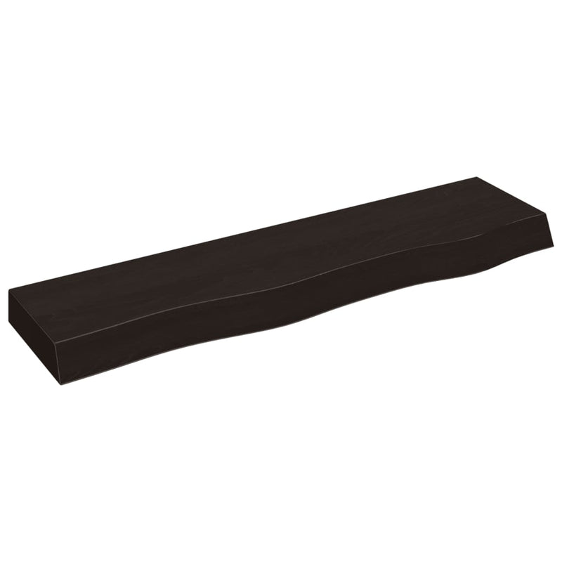 vidaXL sötétbarna kezelt tömör tölgyfa fali polc 80x20x6 cm