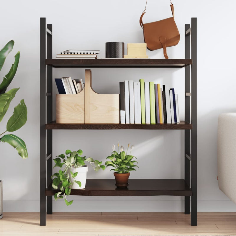 vidaXL sötétbarna kezelt tömör tölgyfa fali polc 80x50x(2-4) cm