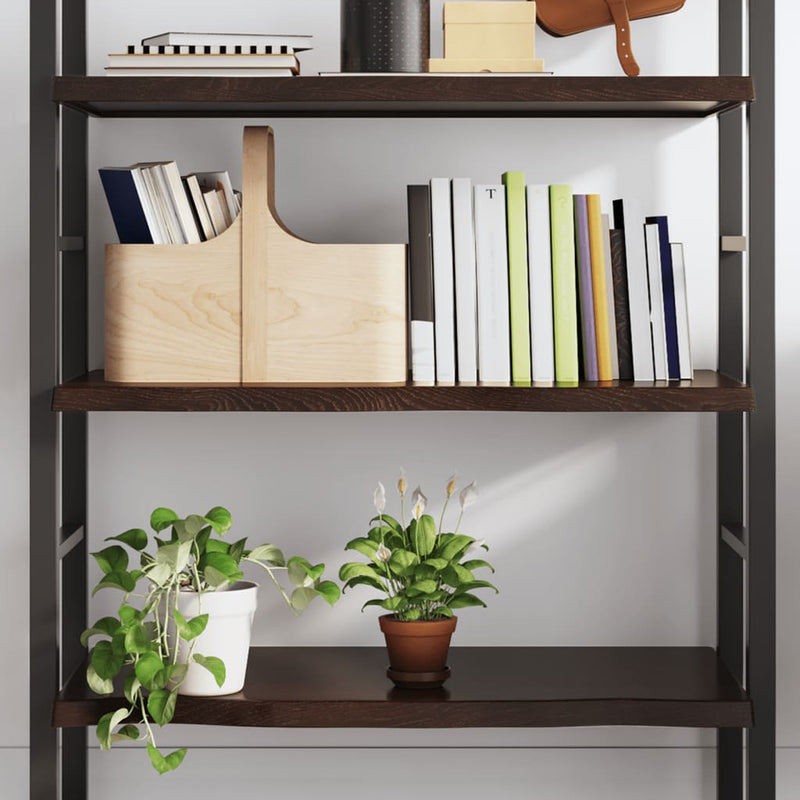 vidaXL sötétbarna kezelt tömör tölgyfa fali polc 80x50x(2-4) cm