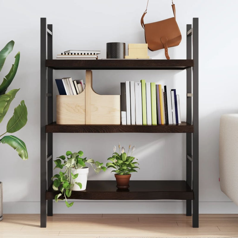 vidaXL sötétbarna kezelt tömör tölgyfa fali polc 80x60x(2-6) cm