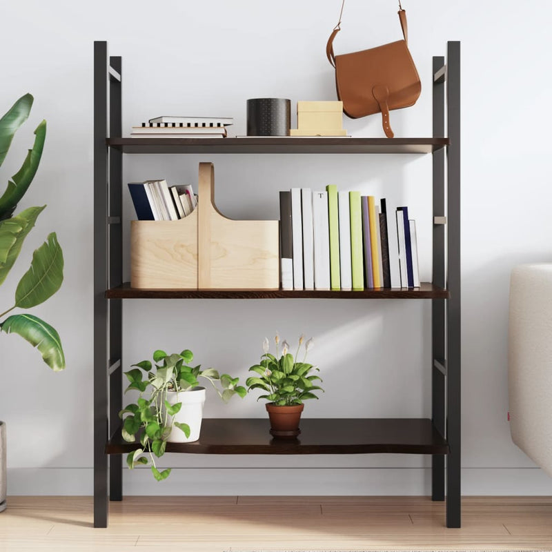 vidaXL sötétbarna kezelt tömör tölgyfa fali polc 100x40x2 cm
