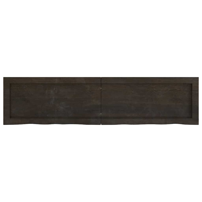 vidaXL sötétbarna kezelt tömör tölgyfa fali polc 120 x 30 x (2-6) cm