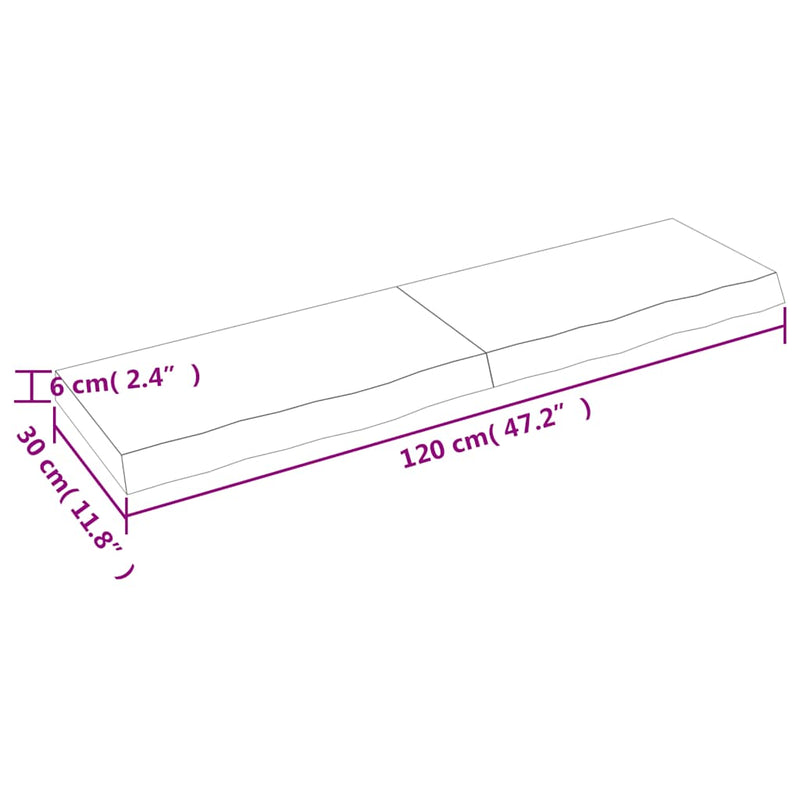 vidaXL sötétbarna kezelt tömör tölgyfa fali polc 120 x 30 x (2-6) cm