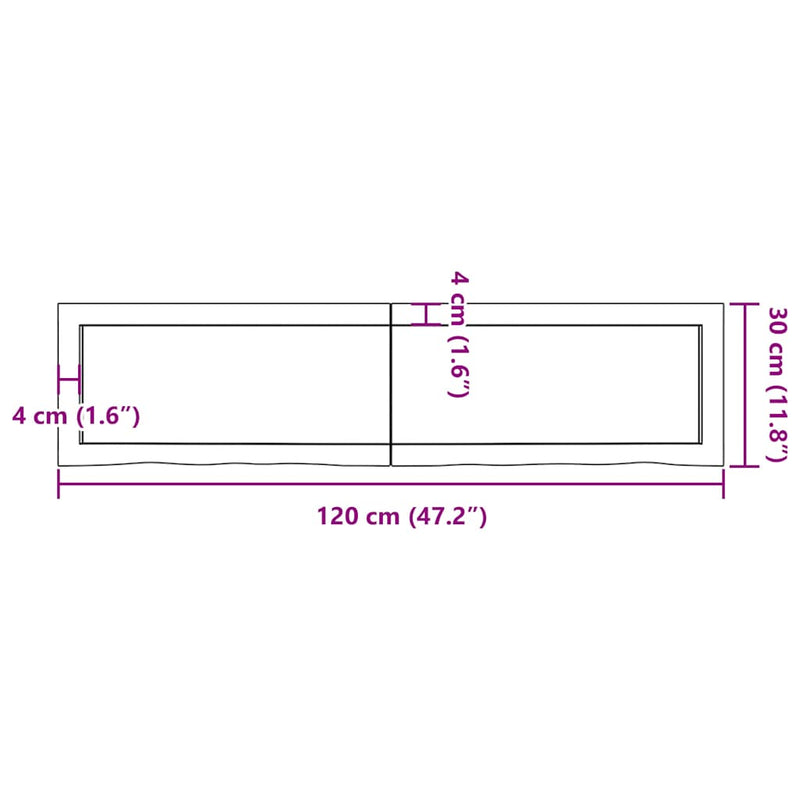 vidaXL sötétbarna kezelt tömör tölgyfa fali polc 120 x 30 x (2-6) cm