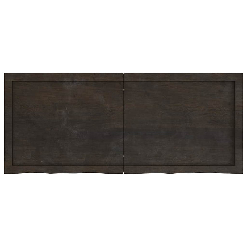 vidaXL sötétbarna kezelt tömör tölgyfa fali polc 120 x 50 x (2-6) cm