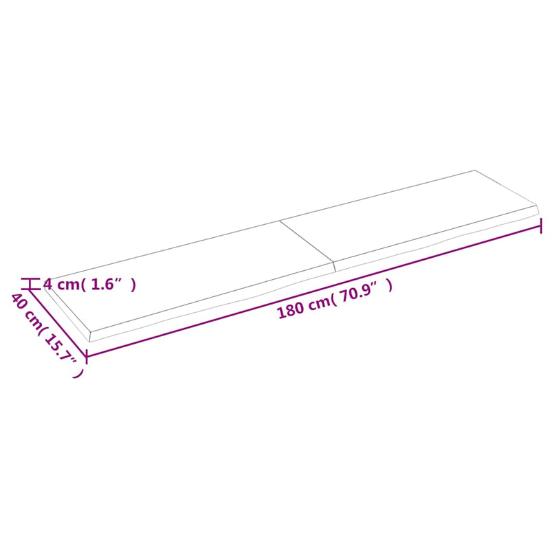 vidaXL sötétbarna kezelt tömör tölgyfa fali polc 180 x 40 x (2-4) cm