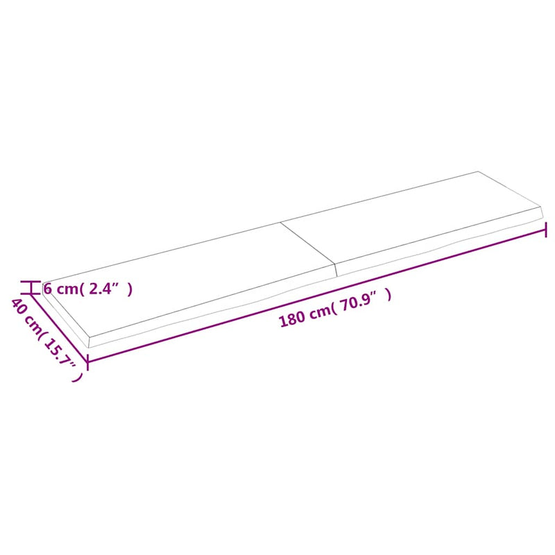 vidaXL sötétbarna kezelt tömör tölgyfa fali polc 180 x 40 x (2-6) cm