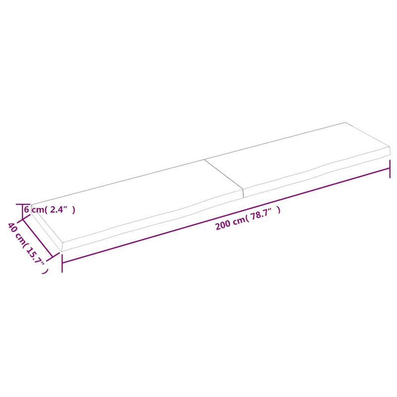 vidaXL sötétbarna kezelt tömör tölgyfa fali polc 200 x 40 x (2-6) cm