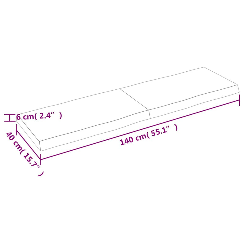 vidaXL világosbarna kezelt tömör asztallap 140x40x(2-6) cm