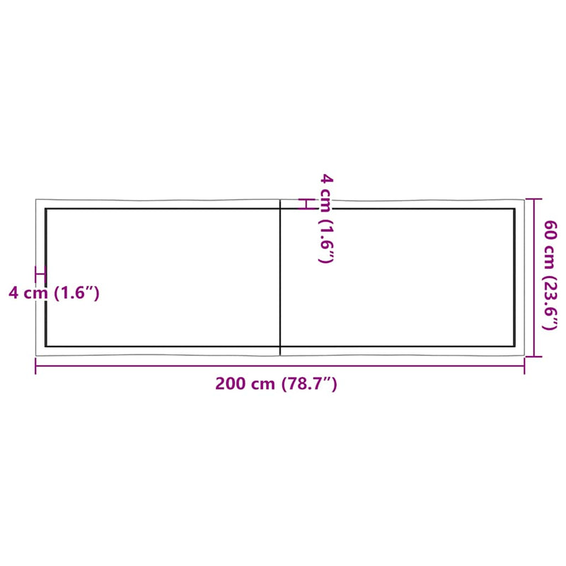 vidaXL világosbarna kezelt tömör asztallap 200x60x(2-6) cm