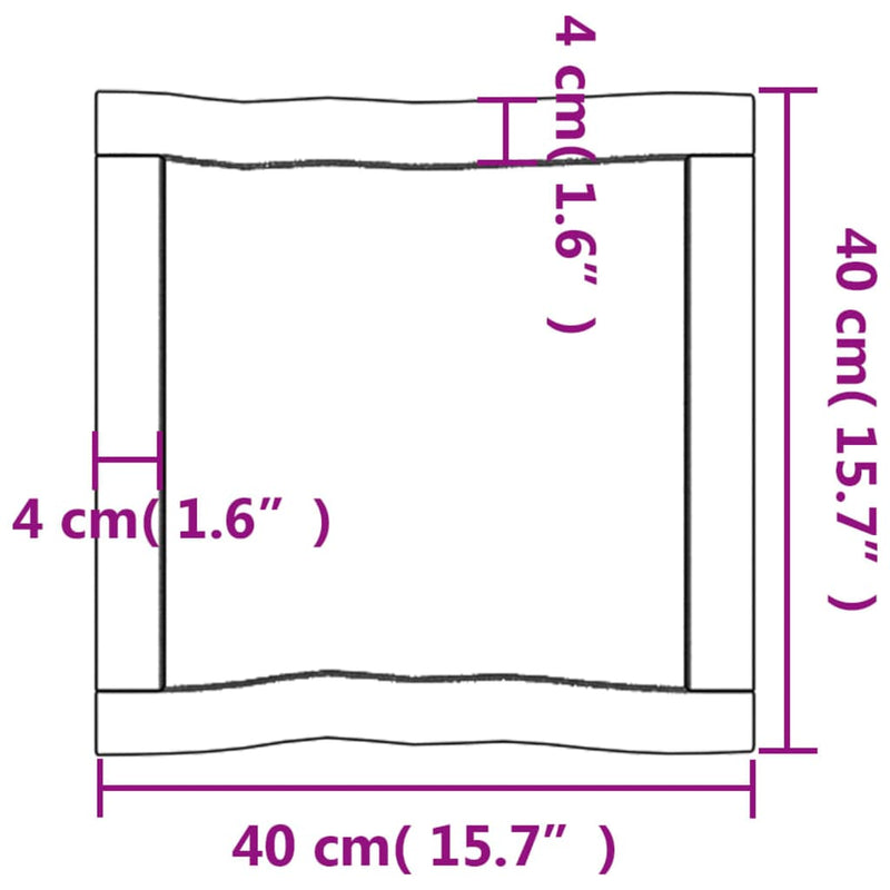 vidaXL sötétbarna kezelt tömör asztallap 40x40x(2-4) cm