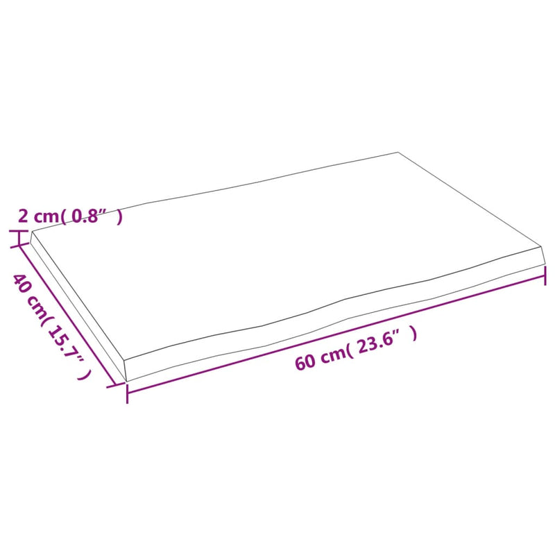 vidaXL sötétbarna kezelt tömör tölgyfa asztallap 60 x 40 x 2 cm