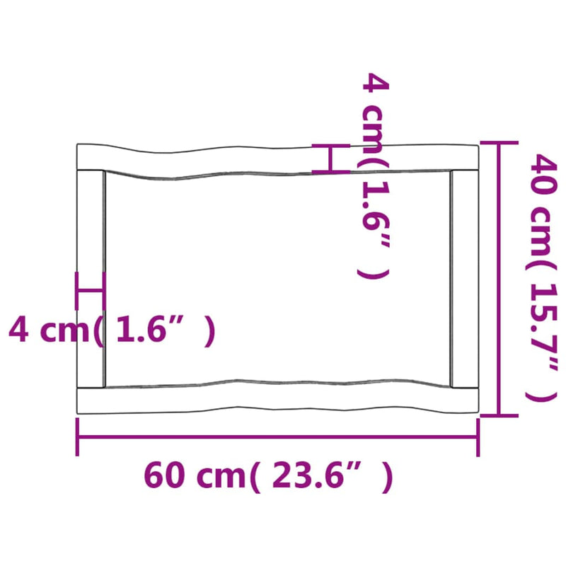vidaXL sötétbarna kezelt tömör asztallap 60x40x(2-4) cm