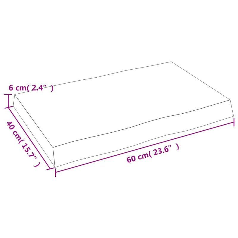 vidaXL sötétbarna kezelt tömör asztallap 60x40x(2-6) cm