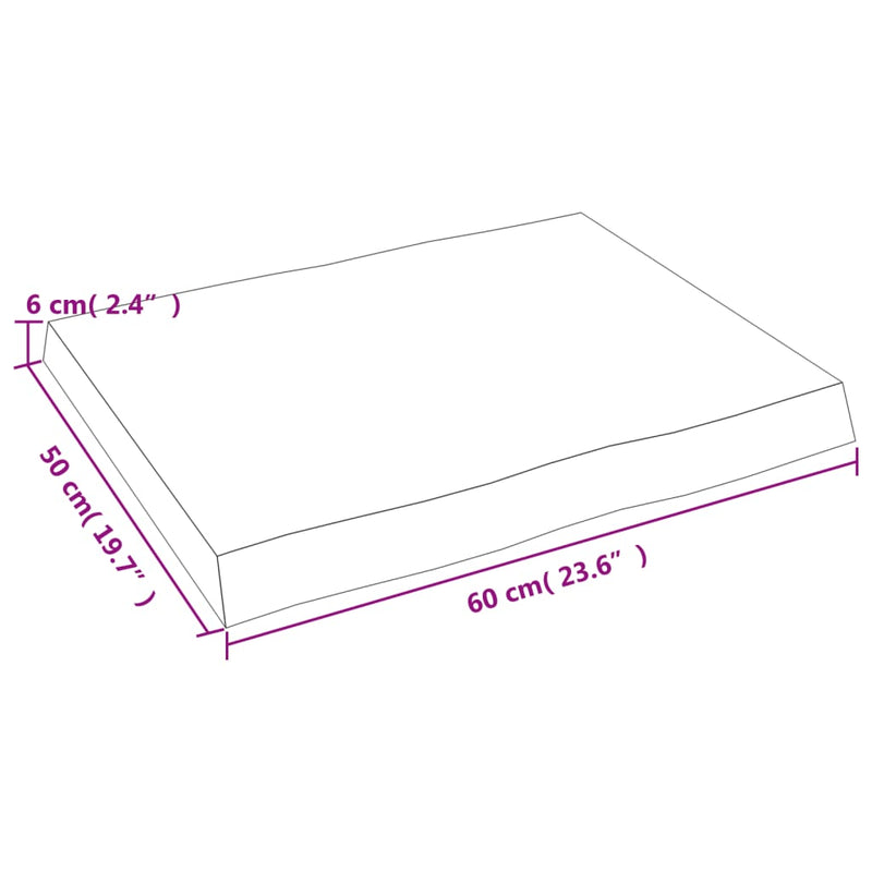 vidaXL sötétbarna kezelt tömör asztallap 60x50x(2-6) cm