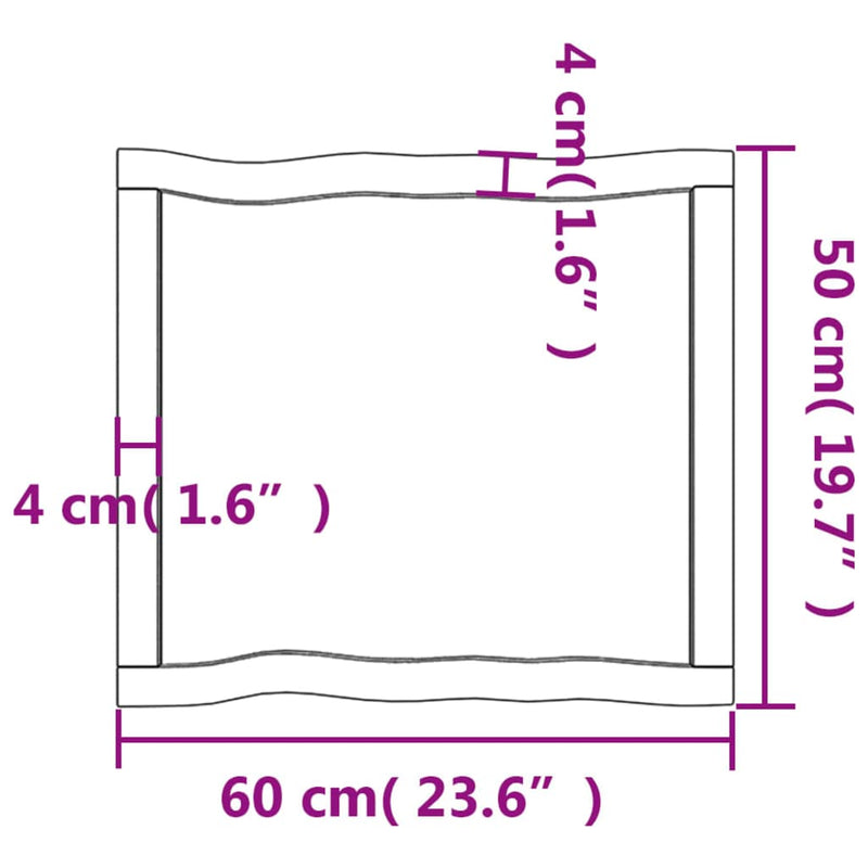 vidaXL sötétbarna kezelt tömör asztallap 60x50x(2-6) cm