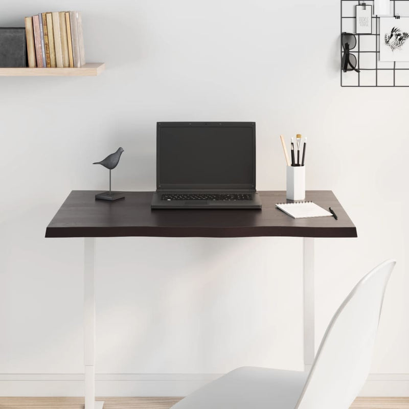 vidaXL sötétbarna kezelt tömör tölgyfa asztallap 80 x 40 x 2 cm
