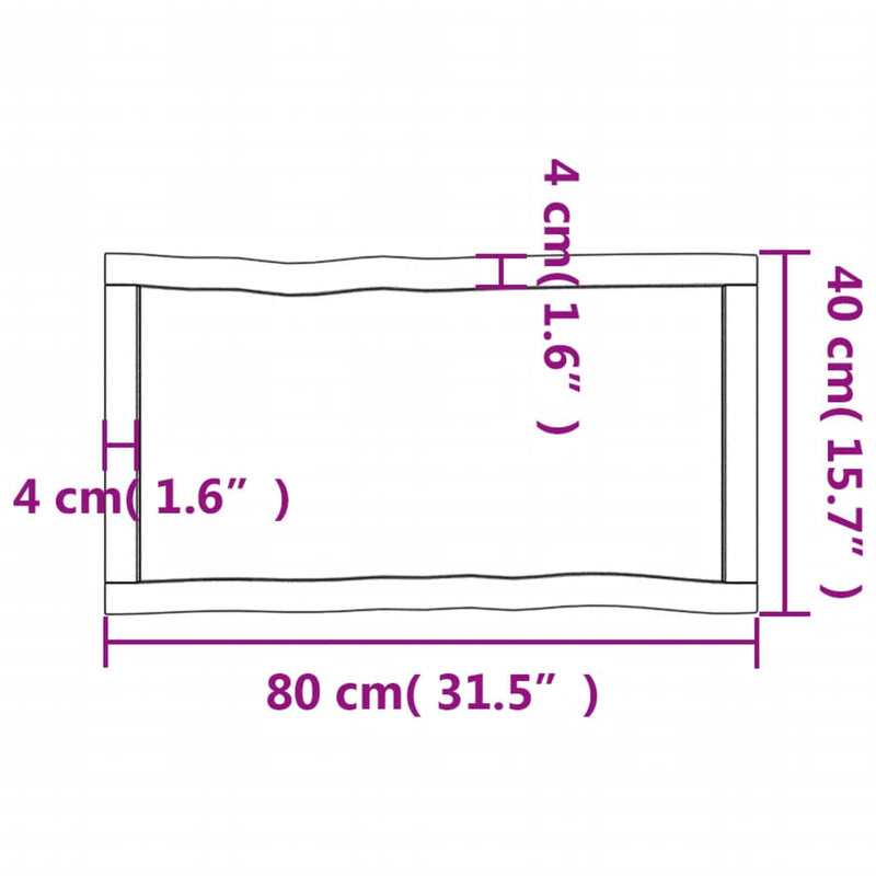 vidaXL sötétbarna kezelt tömör asztallap 80x40x(2-4) cm