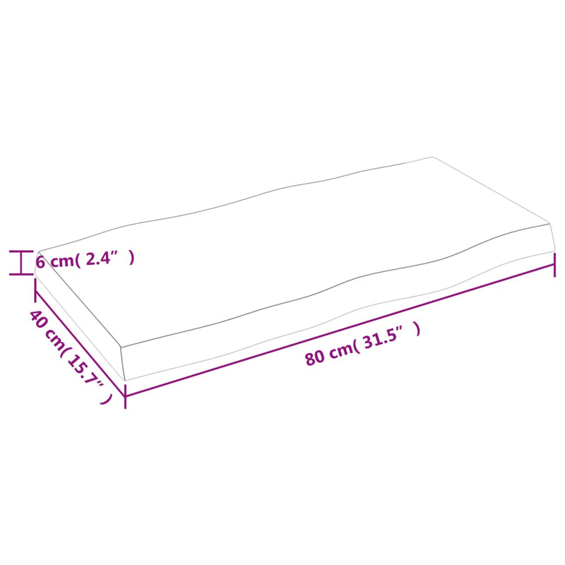 vidaXL sötétbarna kezelt tömör asztallap 80x40x(2-6) cm