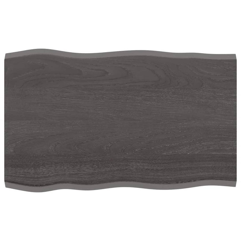 vidaXL sötétbarna kezelt tömör tölgyfa asztallap 80 x 50 x 2 cm