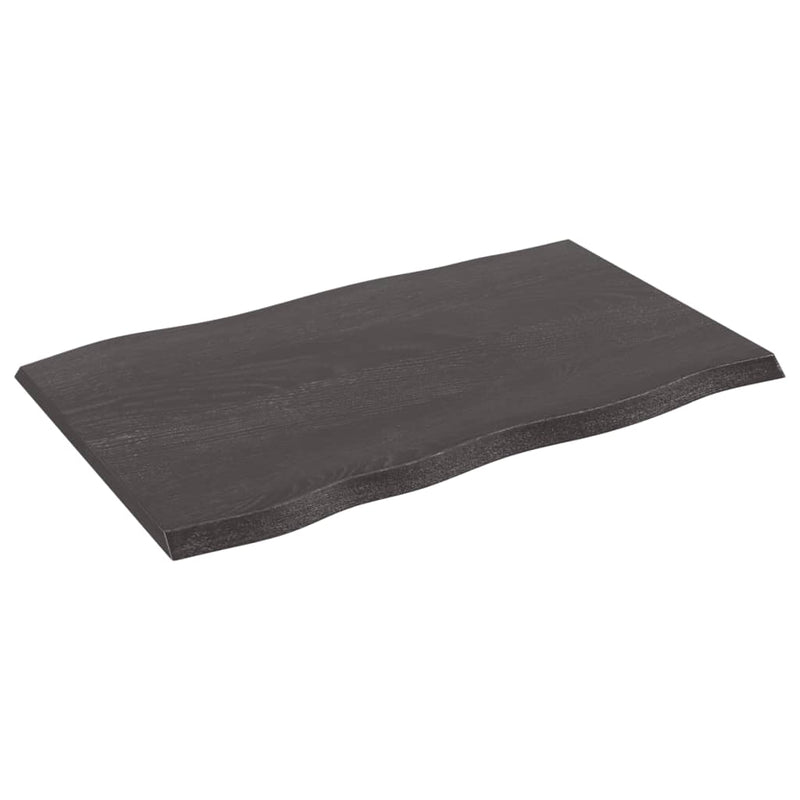 vidaXL sötétbarna kezelt tömör tölgyfa asztallap 80 x 50 x 2 cm