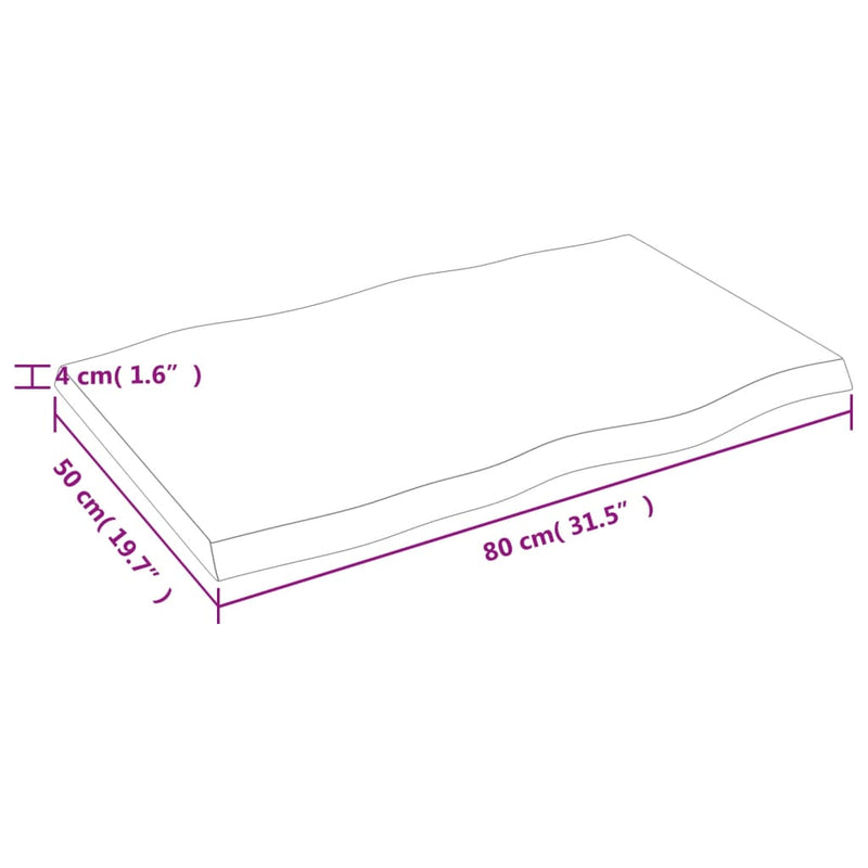 vidaXL sötétbarna kezelt tömör asztallap 80x50x(2-4) cm