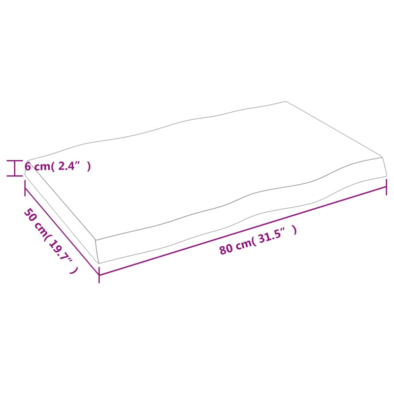 vidaXL sötétbarna kezelt tömör asztallap 80x50x(2-6) cm