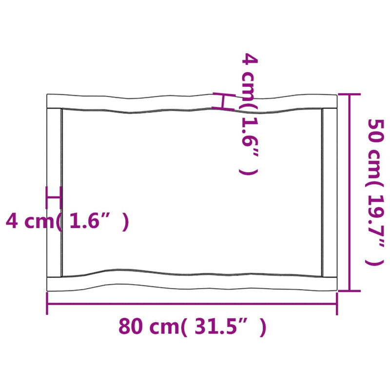 vidaXL sötétbarna kezelt tömör asztallap 80x50x(2-6) cm