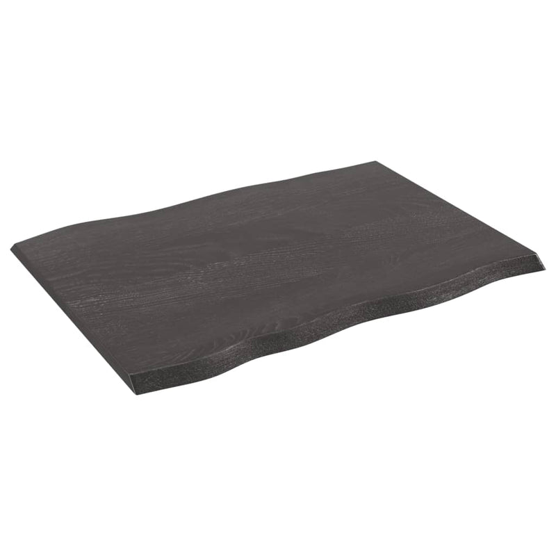 vidaXL sötétbarna kezelt tömör tölgyfa asztallap 80 x 60 x 2 cm