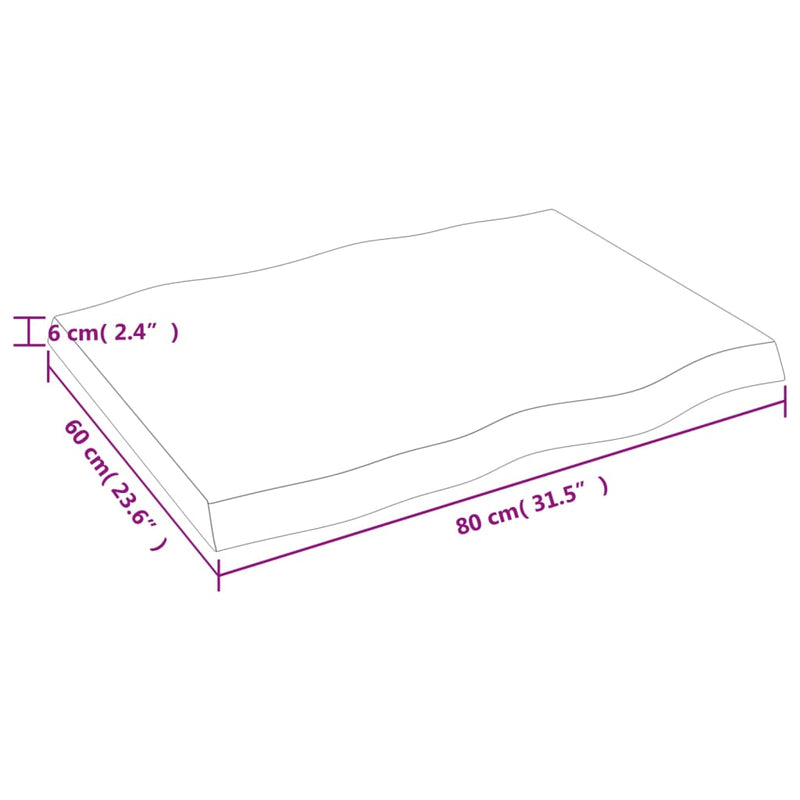 vidaXL sötétbarna kezelt tömör asztallap 80x60x(2-6) cm