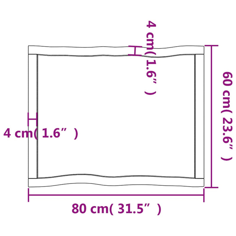 vidaXL sötétbarna kezelt tömör asztallap 80x60x(2-6) cm
