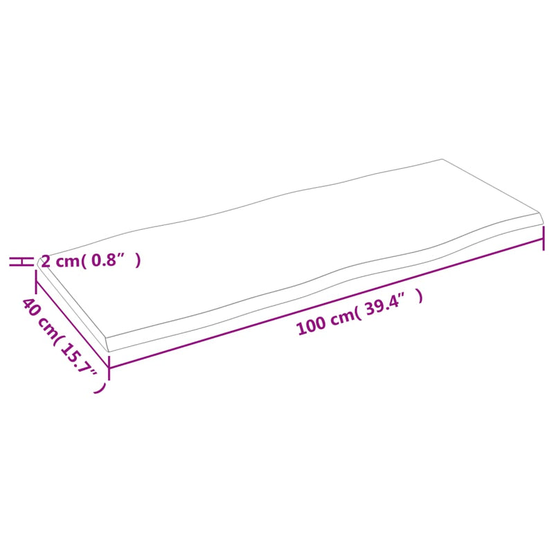 vidaXL sötétbarna kezelt tömör tölgyfa asztallap 100 x 40 x 2 cm