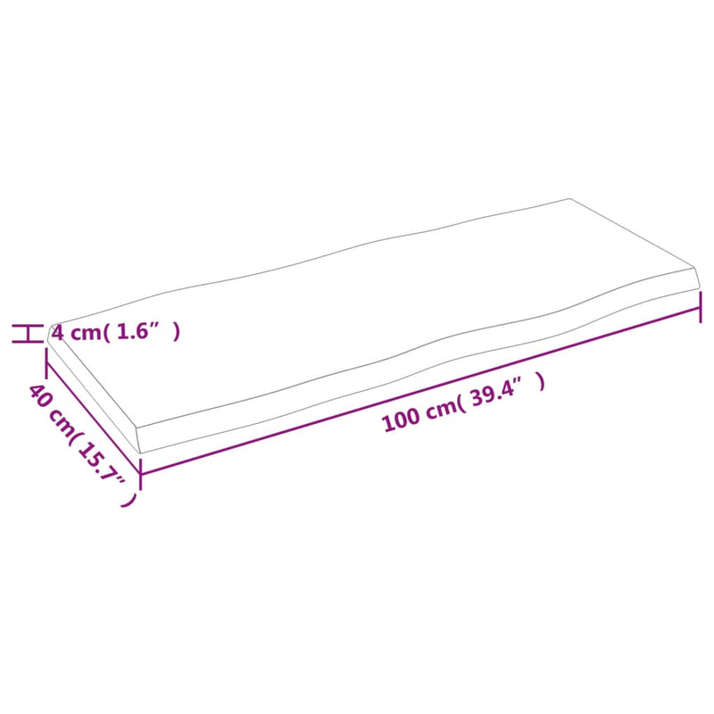 vidaXL sötétbarna kezelt tömör asztallap 100x40x(2-4) cm