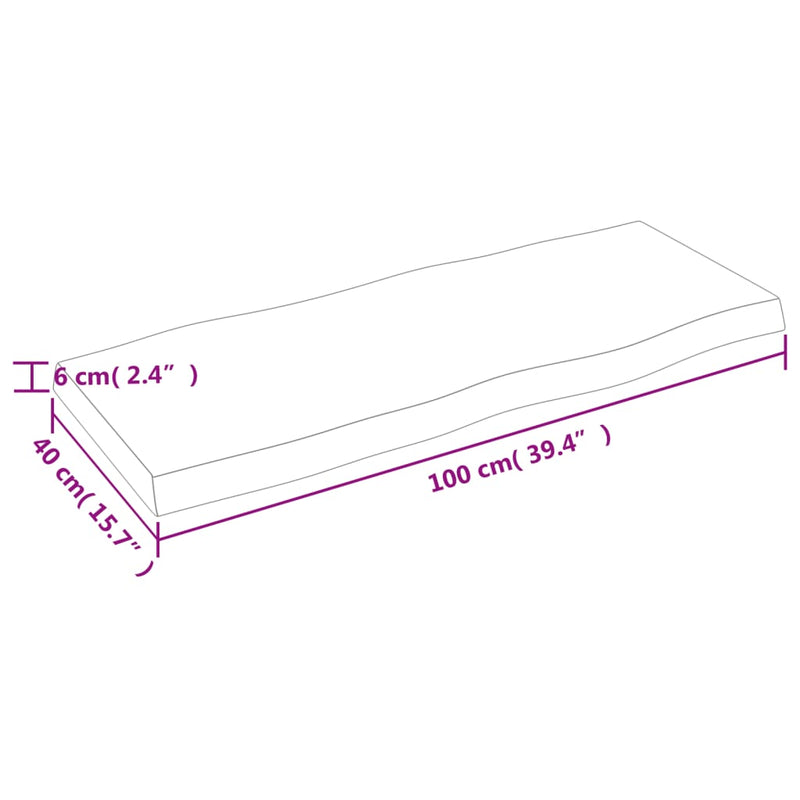 vidaXL sötétbarna kezelt tömör asztallap 100x40x(2-6) cm