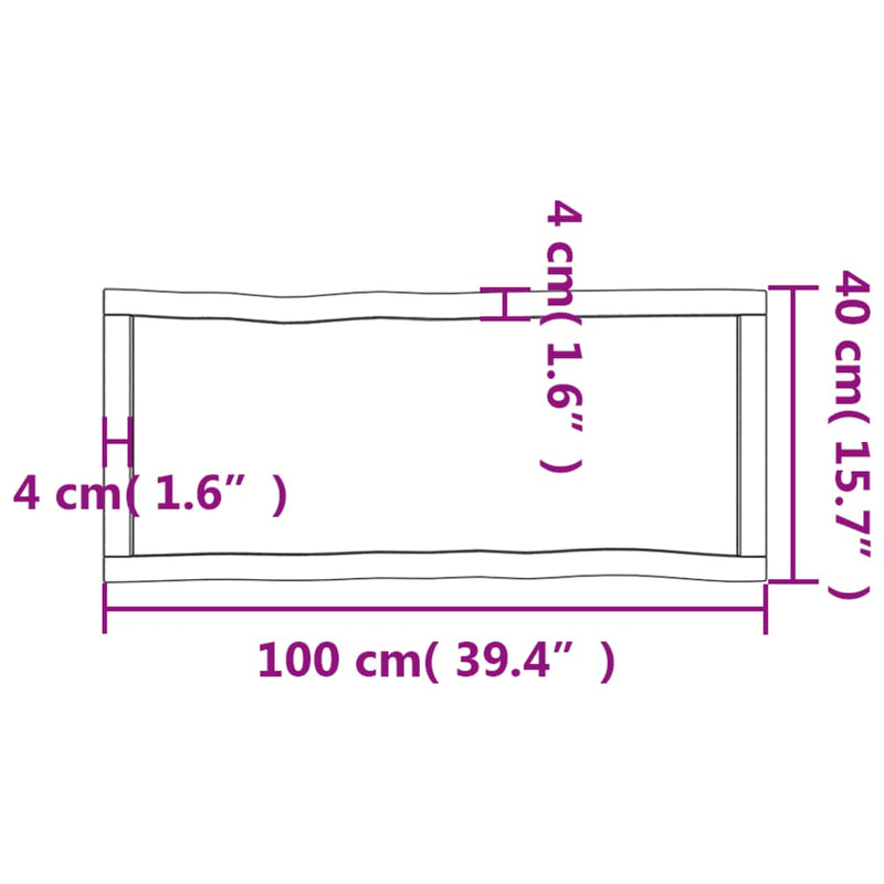 vidaXL sötétbarna kezelt tömör asztallap 100x40x(2-6) cm