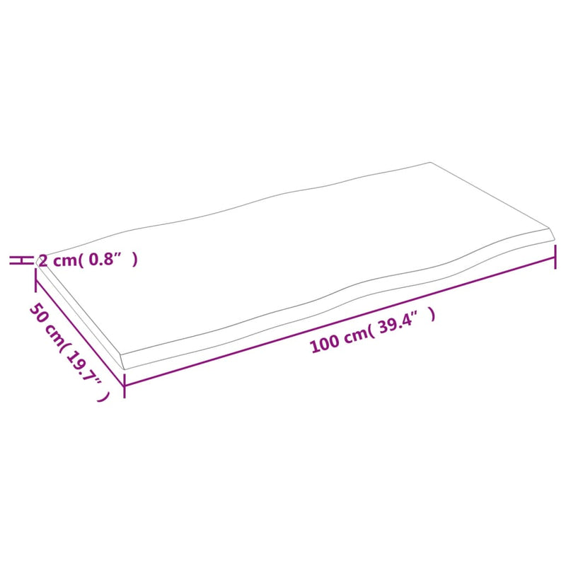 vidaXL sötétbarna kezelt tömör tölgyfa asztallap 100 x 50 x 2 cm