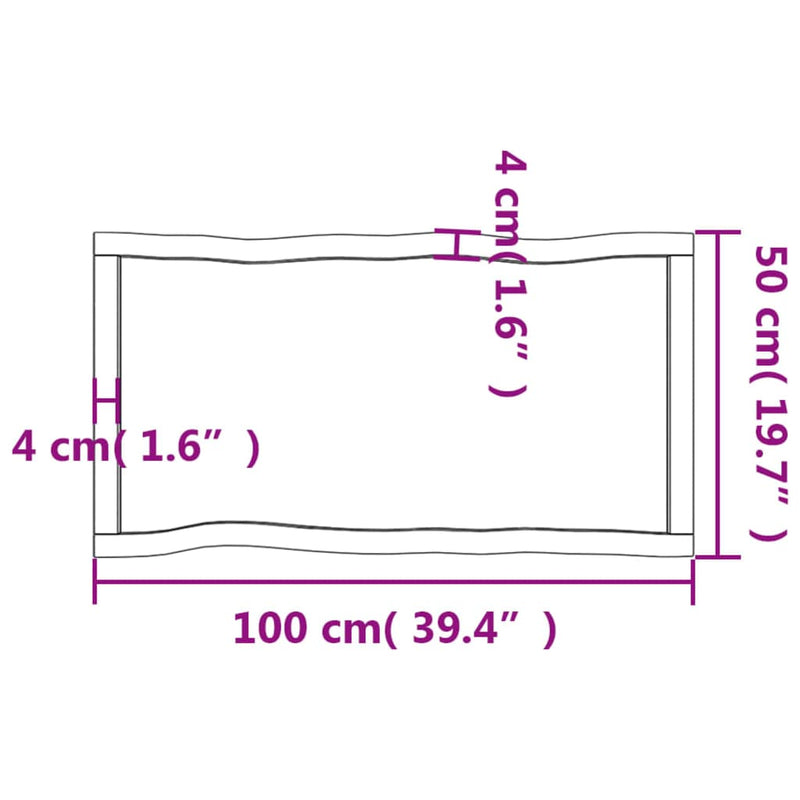 vidaXL sötétbarna kezelt tömör asztallap 100x50x(2-4) cm