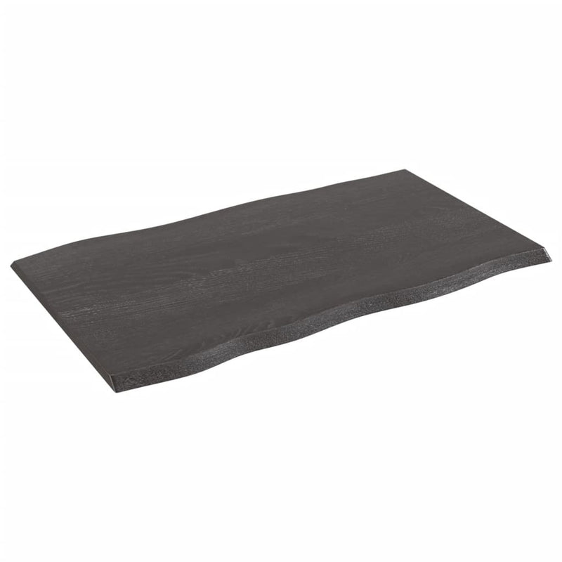 vidaXL sötétbarna kezelt tömör tölgyfa asztallap 100 x 60 x 2 cm