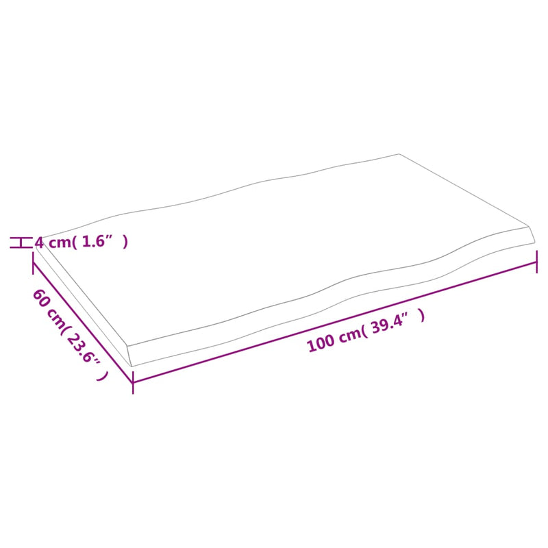vidaXL sötétbarna kezelt tömör asztallap 100x60x(2-4) cm